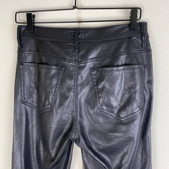 Mother The Insider Ankle Size 27 Wax On Wax Off Black Faux Leather Pants Jeans - Picture 11 of 16